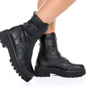 Paul Green Women Palani Black Leather Front‎ Zip Platform Boots 6.5US/  AU 4